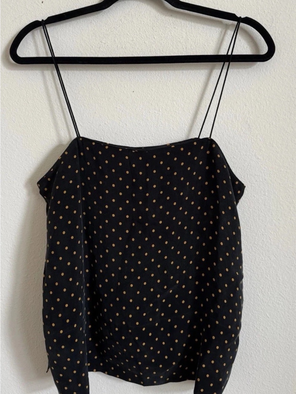Everlane The Polka Dot Cami Black Yellow Dots Cupro Size 8